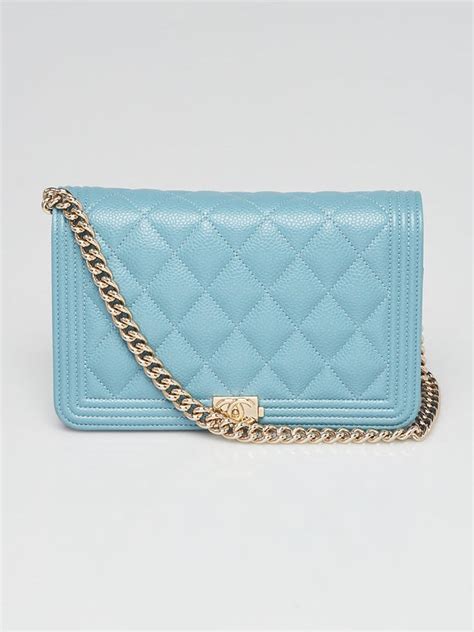 Chanel Blue Quilted Caviar Leather Boy WOC Clutch Bag